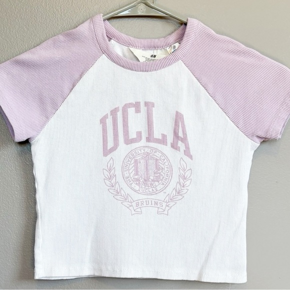 🤍5 for 20$ H&M Girls UCLA Short Sleeve Cropped Tee Size Girls 12/14 - Picture 1 of 6